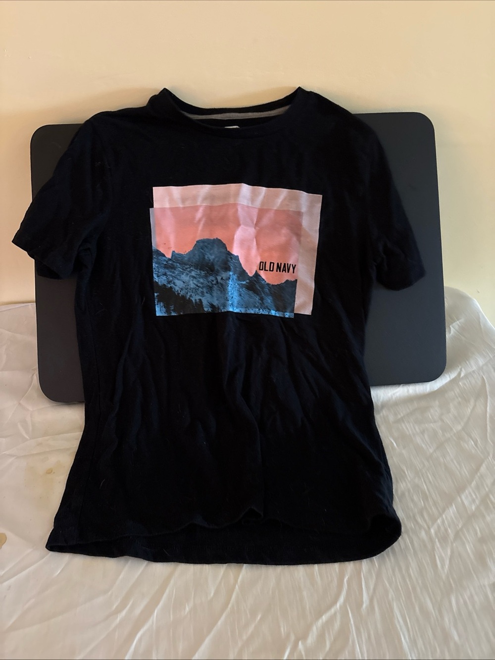 Old Navy Black Crewneck Tee with White Logo
